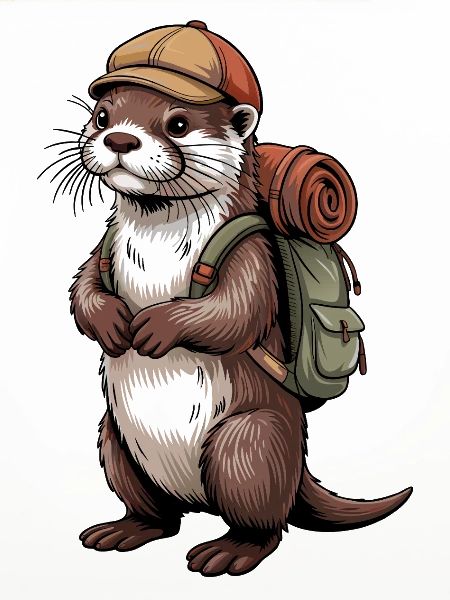 Otter Wanderer mit Rucksack