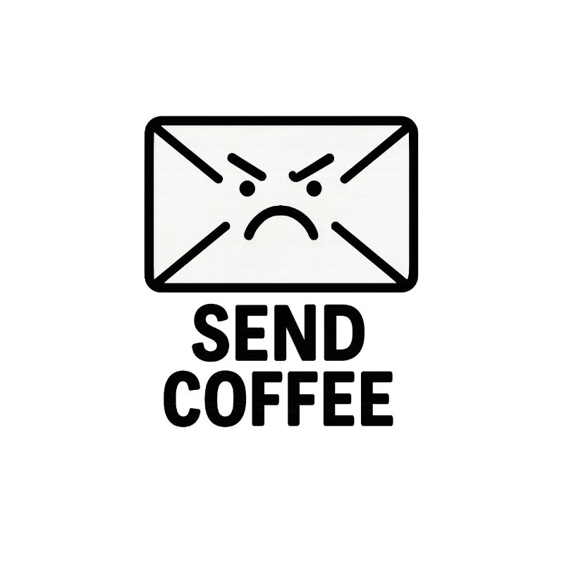 Wütender Brief mit Kaffee