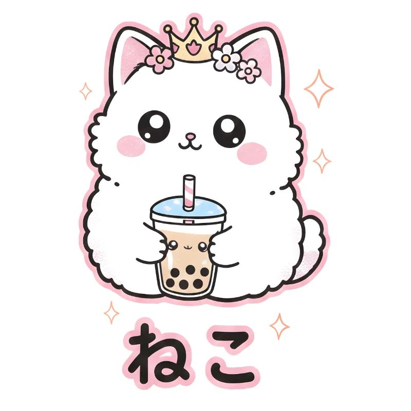 Katzenkönigin mit Bubble Tea