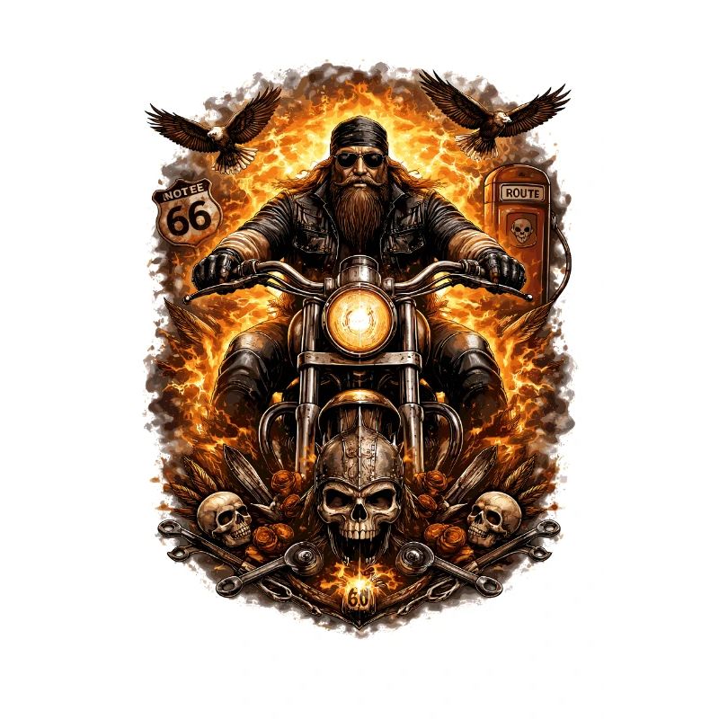 Flammen-Biker Schädel