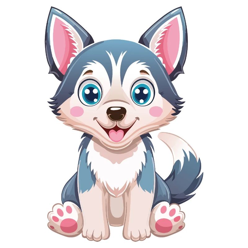 Dessin animé de chiot husky mignon