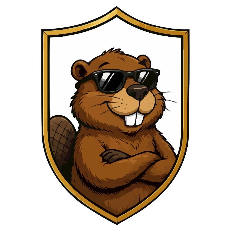 Cool Beaver in Shield Emblem