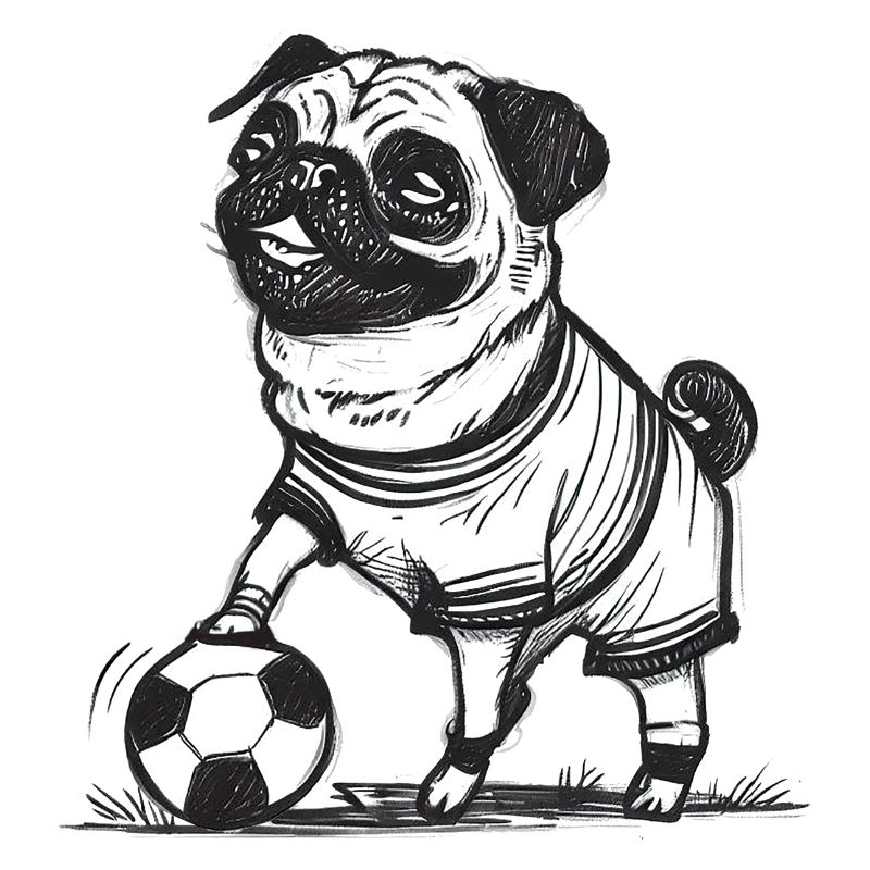 Fußball Mops Zeichnung