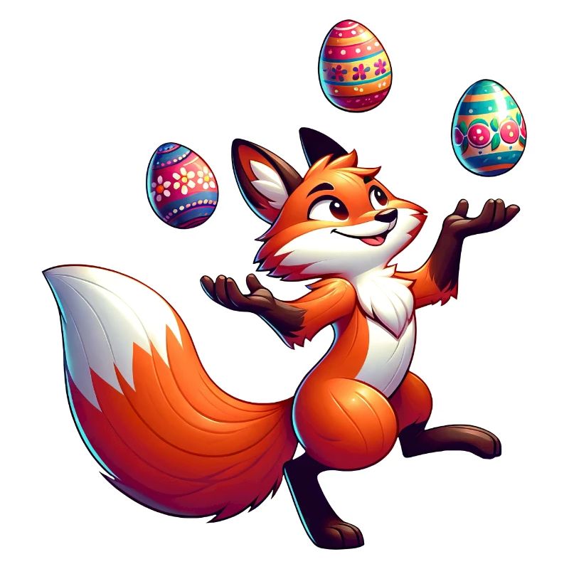 Easter Fox Juggler with Eggs