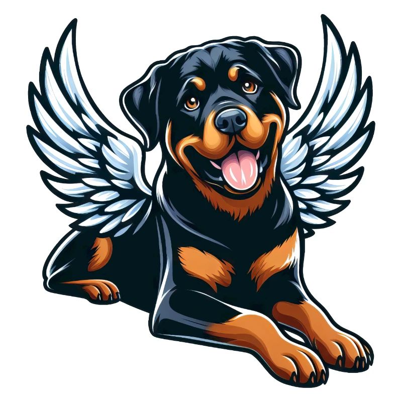 Cute Rottweiler Angel Comic Style