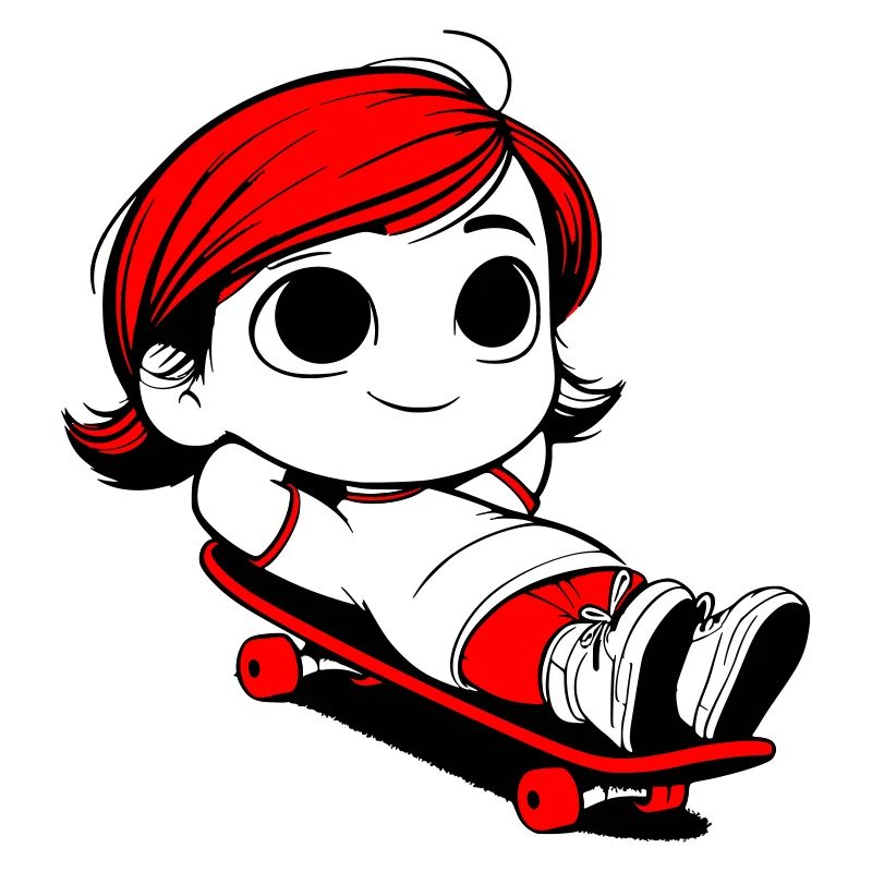Kathy relaxed auf einem Skateboard