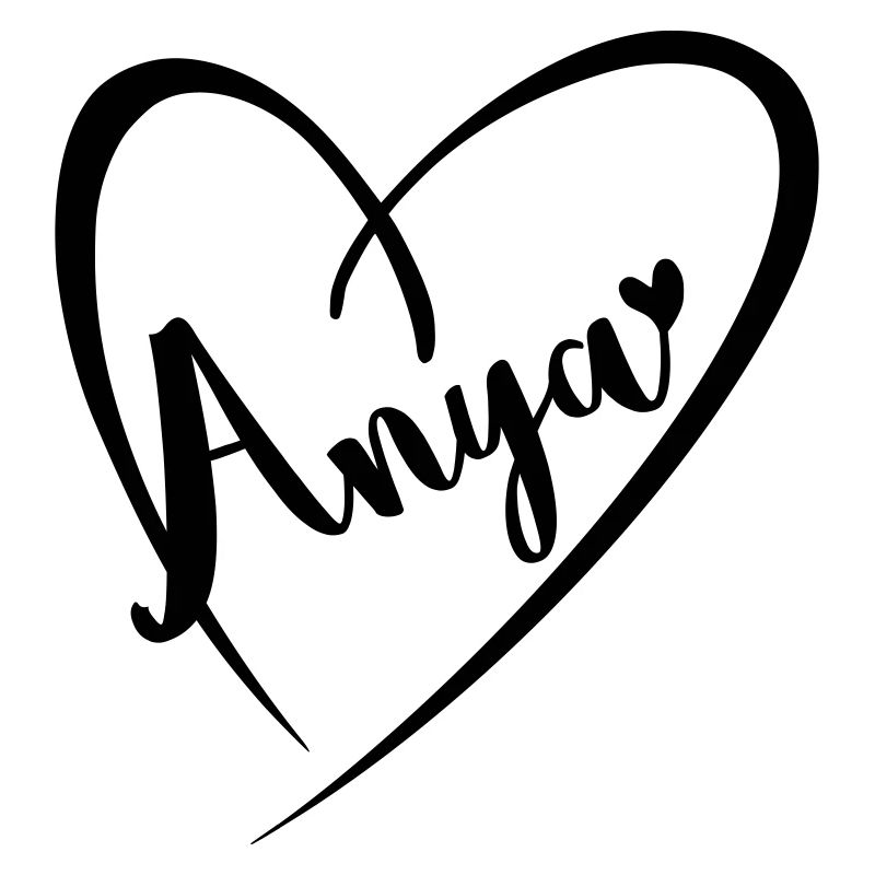Anya surname first name in heart frame