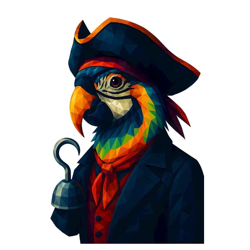 WPAP Style - Perroquet Pirate avec chapeau de pirate