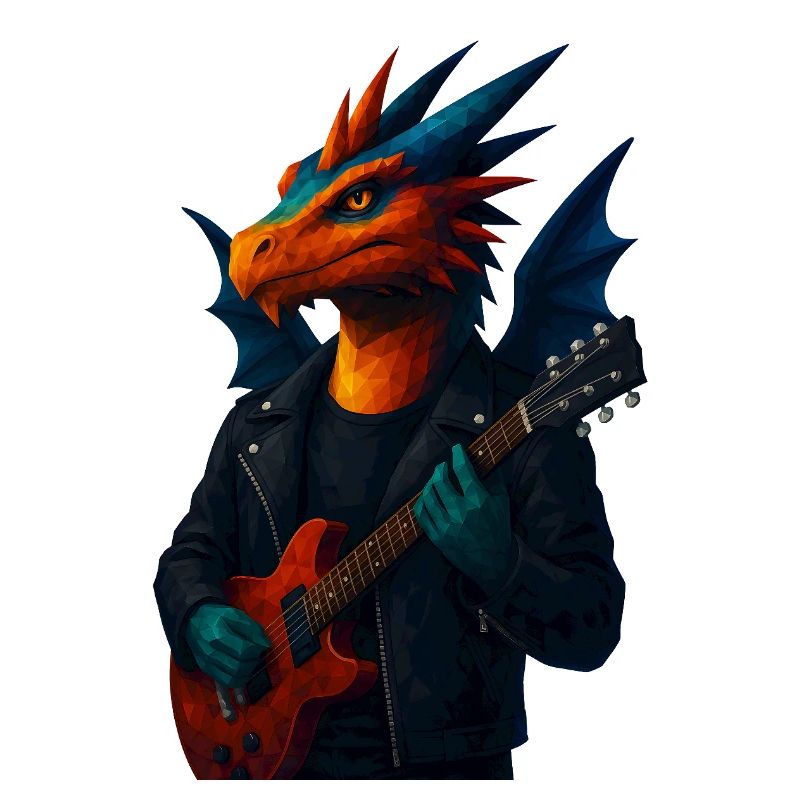 WPAP Style Animals - Guitariste Dragon