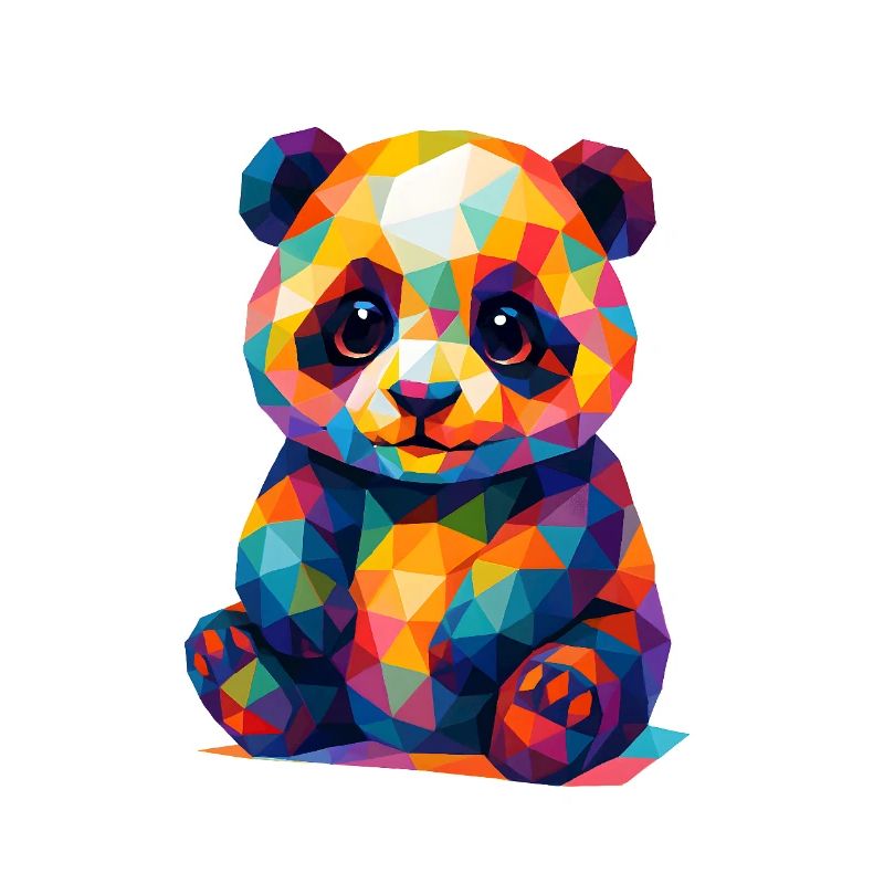 WPAP Polygon Kawaii Style Animaux Bébé Panda Ours