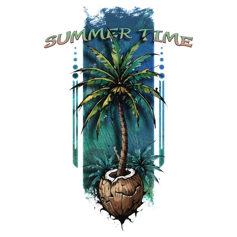 Escapade tropicale : palmier émergeant de la noix de