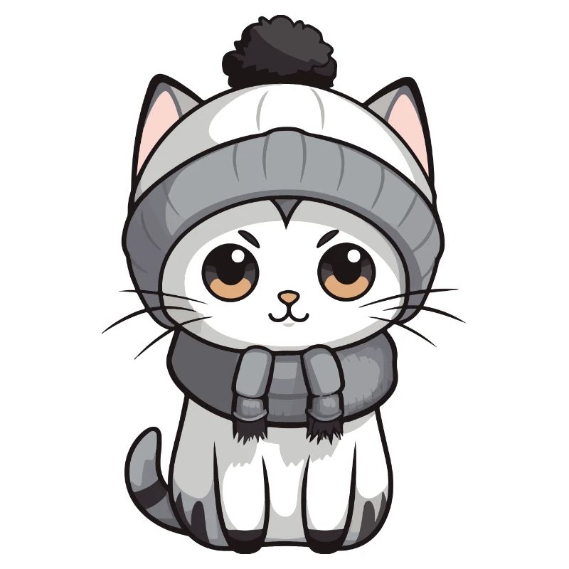 Katze Winter Tier Niedlich Comic