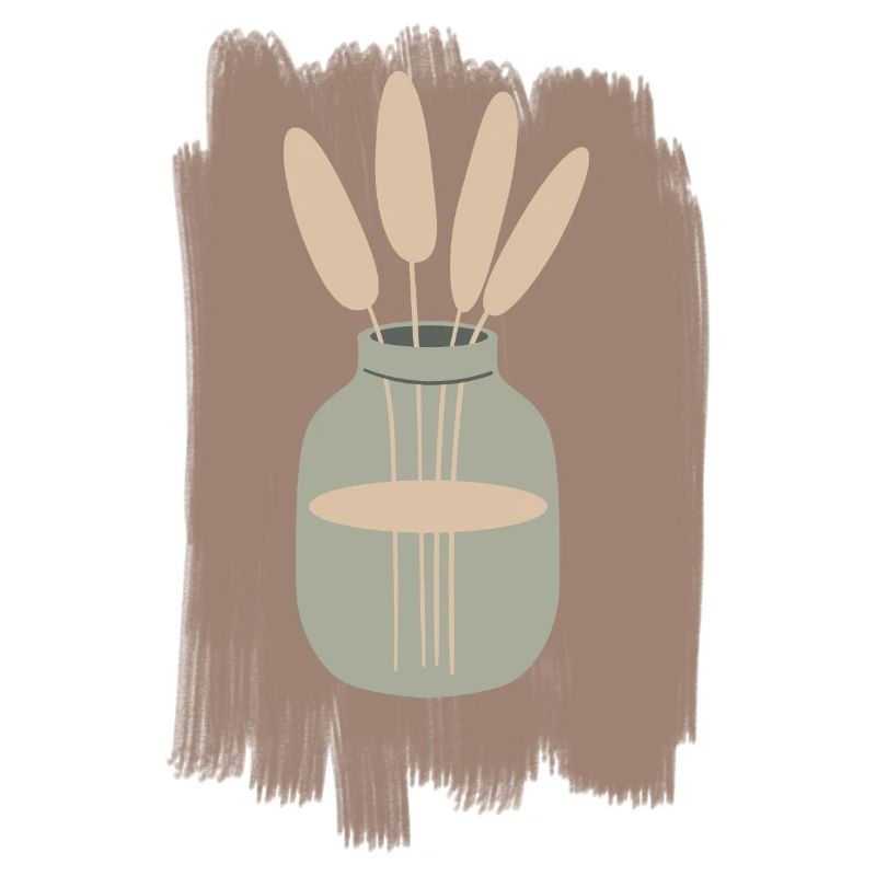 Vase mit Schilfrohr Minimal