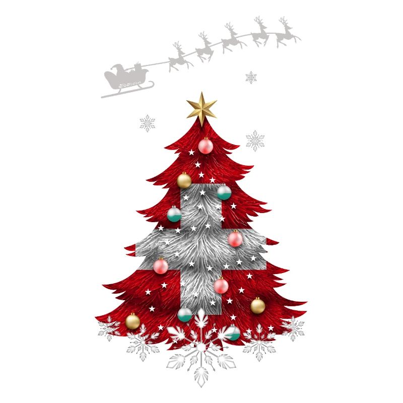 Weihnachtsbaum mit Schweizer Fahne