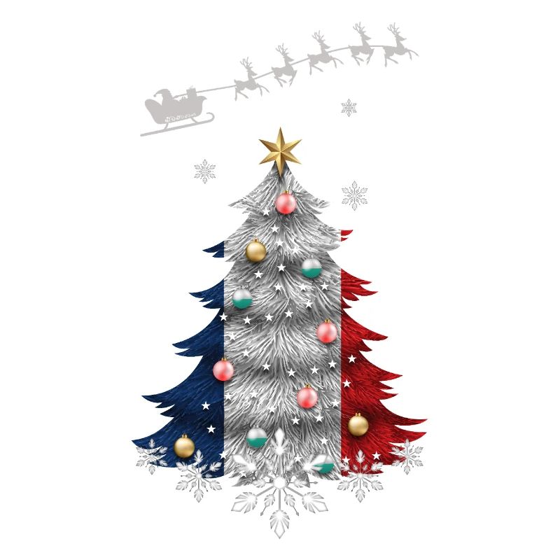 Weihnachtsbaum mit Frankreich-Flagge