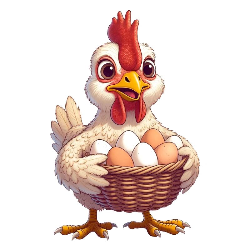 Huhn mit Eierkorb