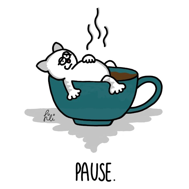 Pause - Chill - Temps pour soi - Heure du café - Chat