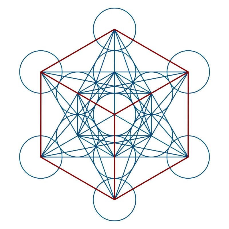 Le cube de Metatron - rouge bleu