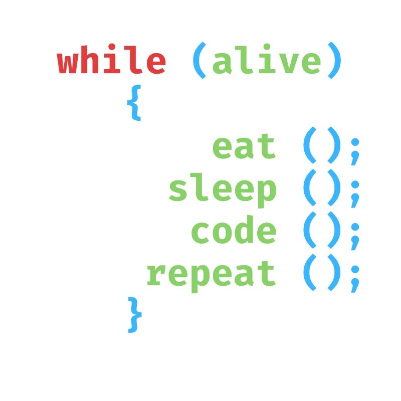 WHILE ALIVE EAT SLEEP CODE REPEAT
