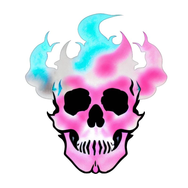 Fire Skull Smoke Pink Skeleton Flames 8