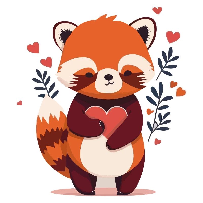 roter Panda mit Herz