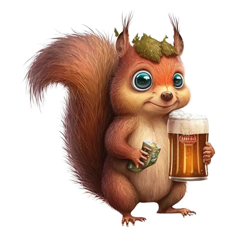 Süßes Eichhörnchen mit Bier