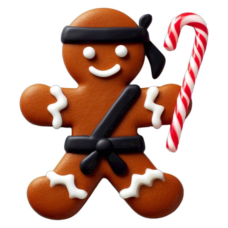 Funny Ninja Gingerbread Man Cookie Candy Cane