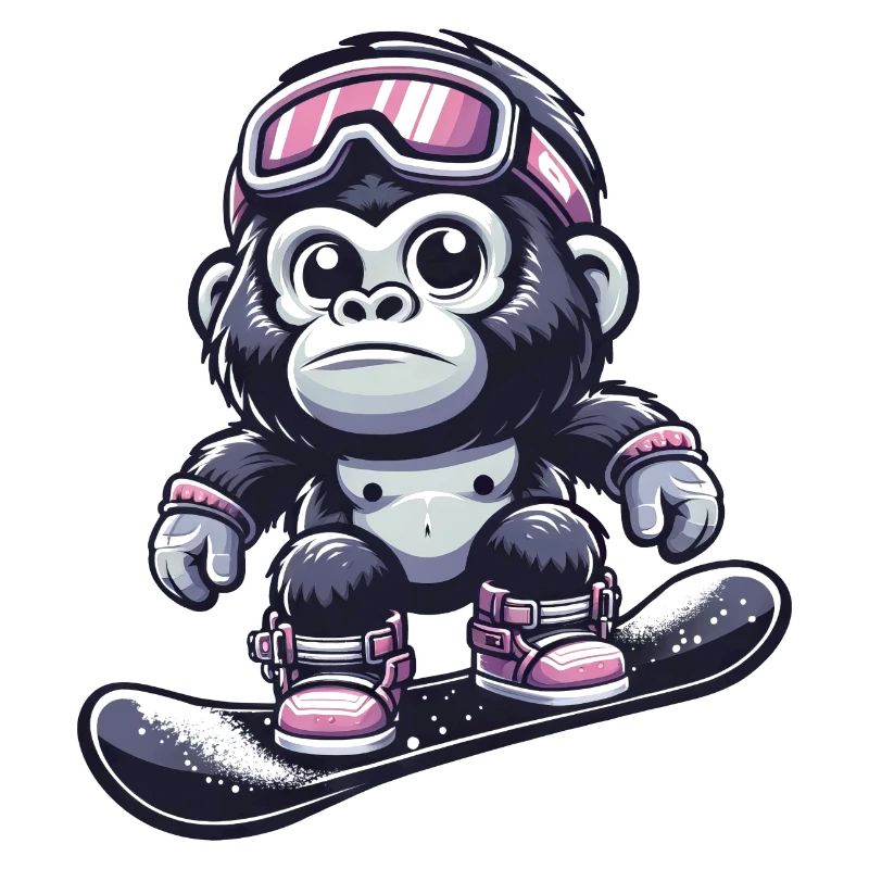 Monkey Gorilla Chimpanzee Ski Holiday Skier Design