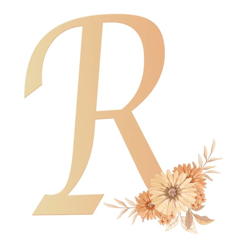 Buchstabe R mit Blumen