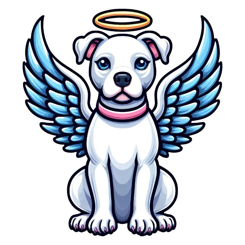 Chien de dessin animé Pitbull Angel mignon avec des ailes