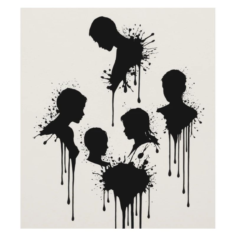 Black silhouettes with a paint splash effect