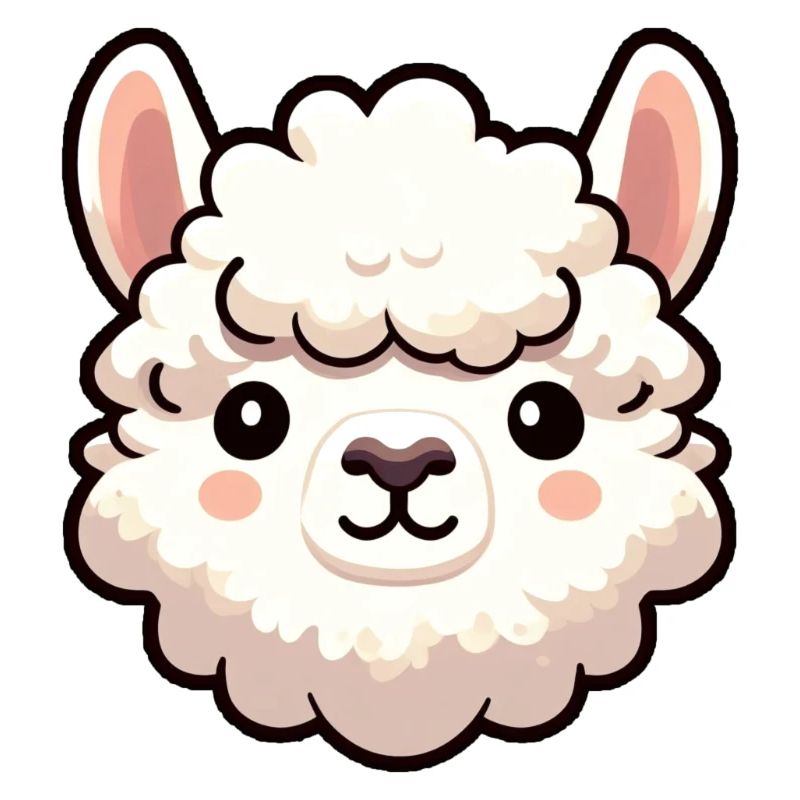 Comic Alpaca Baby Head
