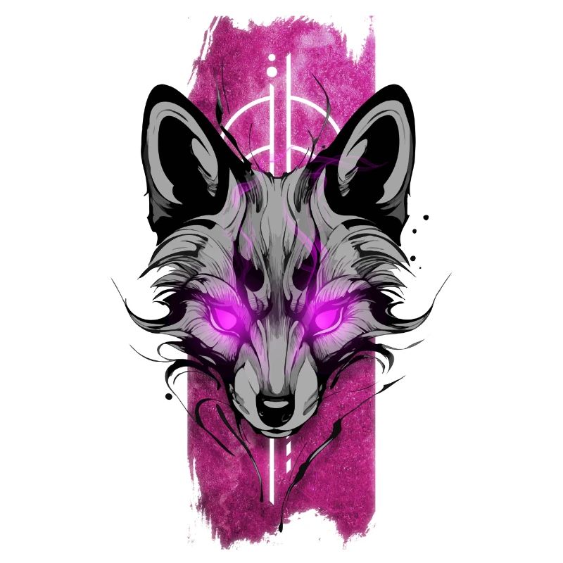 Radiant Foxfire: Fox with Glowing Pink Eyes