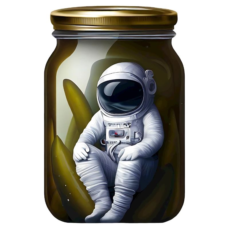 Astronaute dans un pot de cornichons