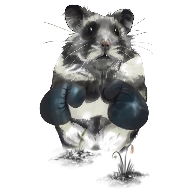 Hamster combatif sur le ring de boxe
