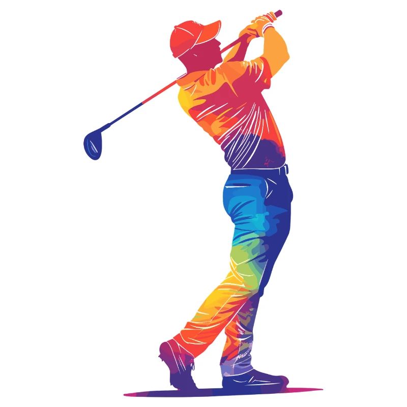 Bunter Golfer-Schwung