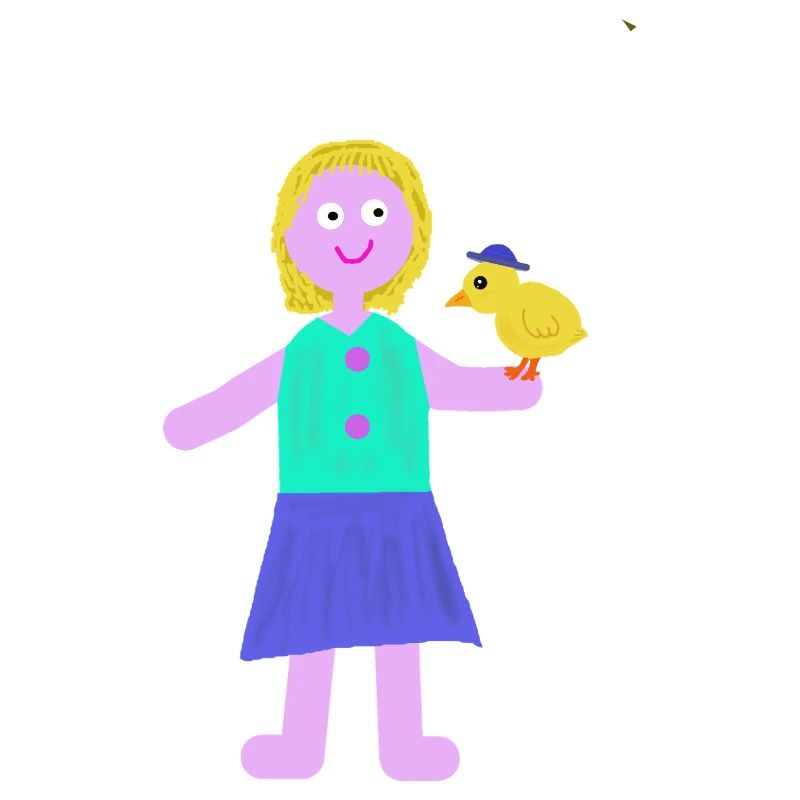 Lächelndes Mädchen Küken Huhn