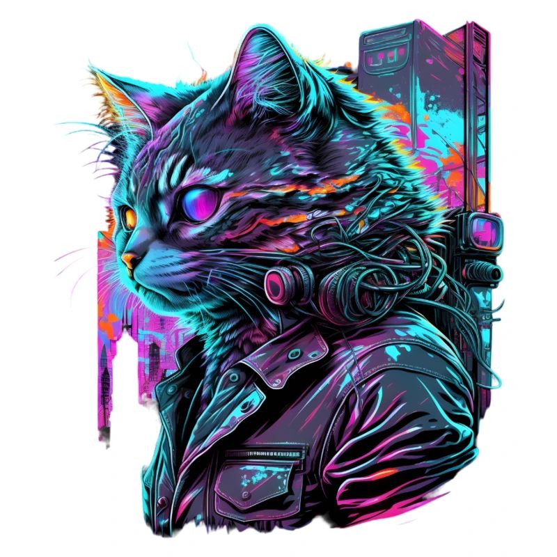 Synthwave Cat Cats 80s Gift