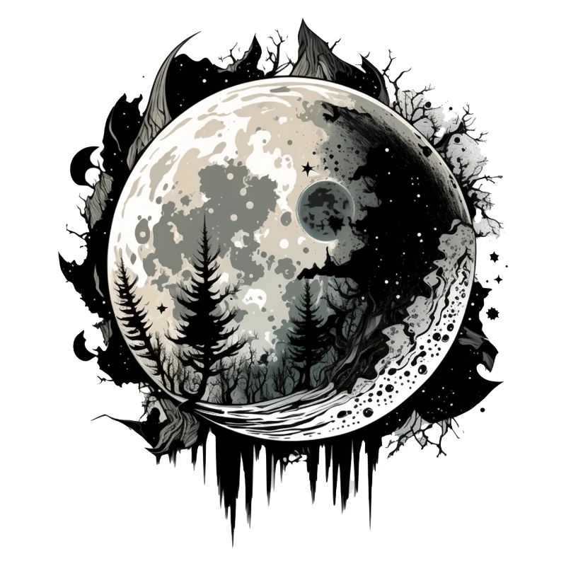 Moon Color Drop Black White