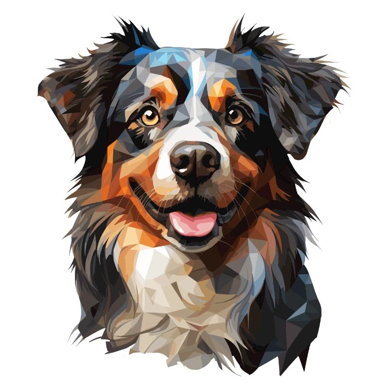 Australian Shepherd in Low Polygon Style