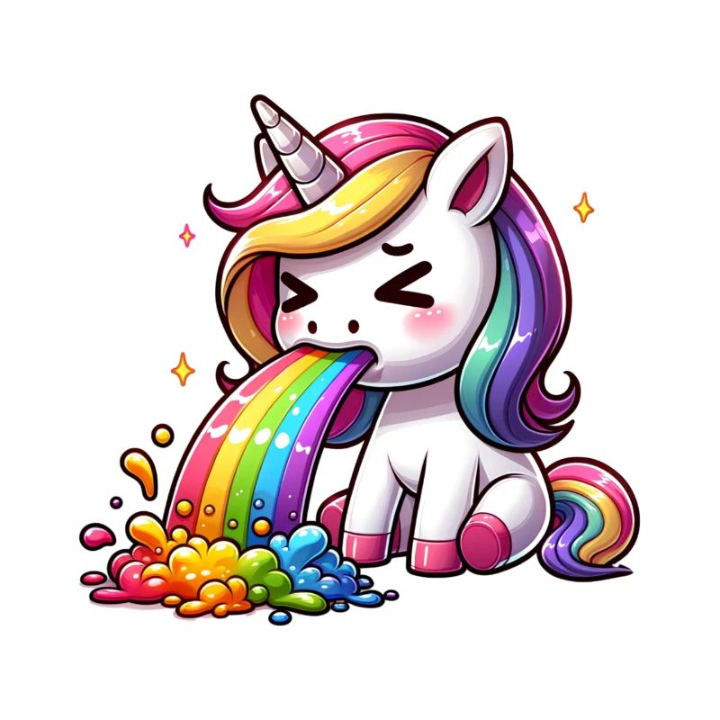 Einhorn kotzend Regenbogen