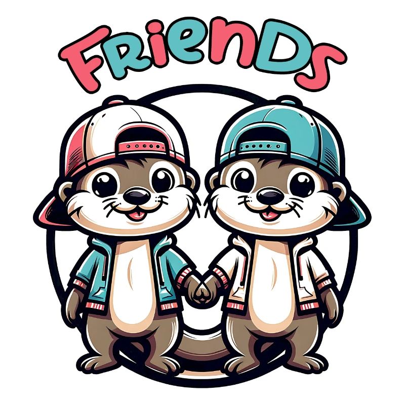 Two Cute Otter Buddies Buddies Forever