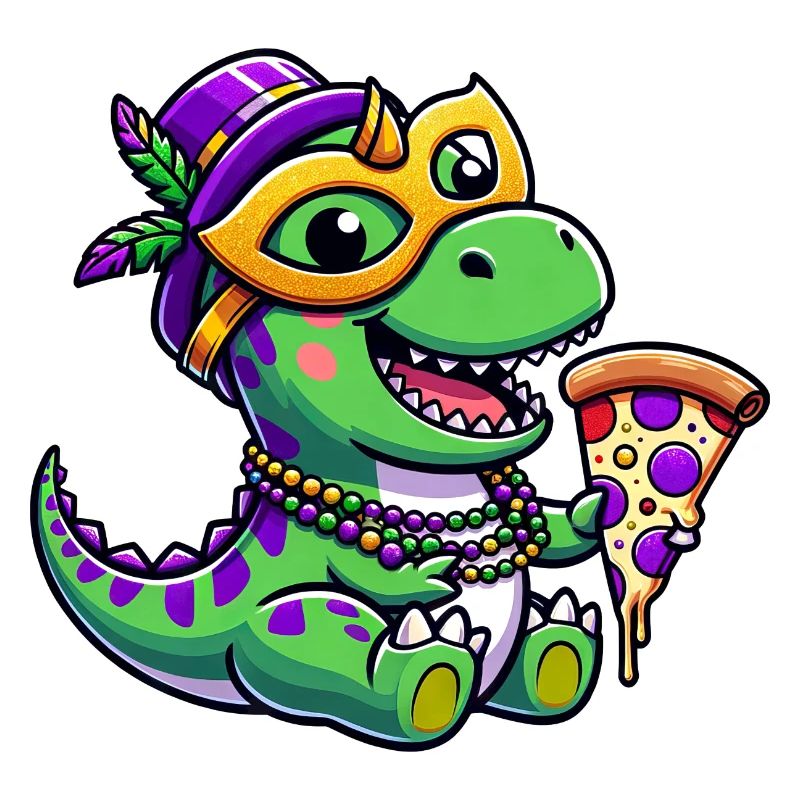 Mardi Gras T-Rex, Dinosaurier Karneval, Bunte