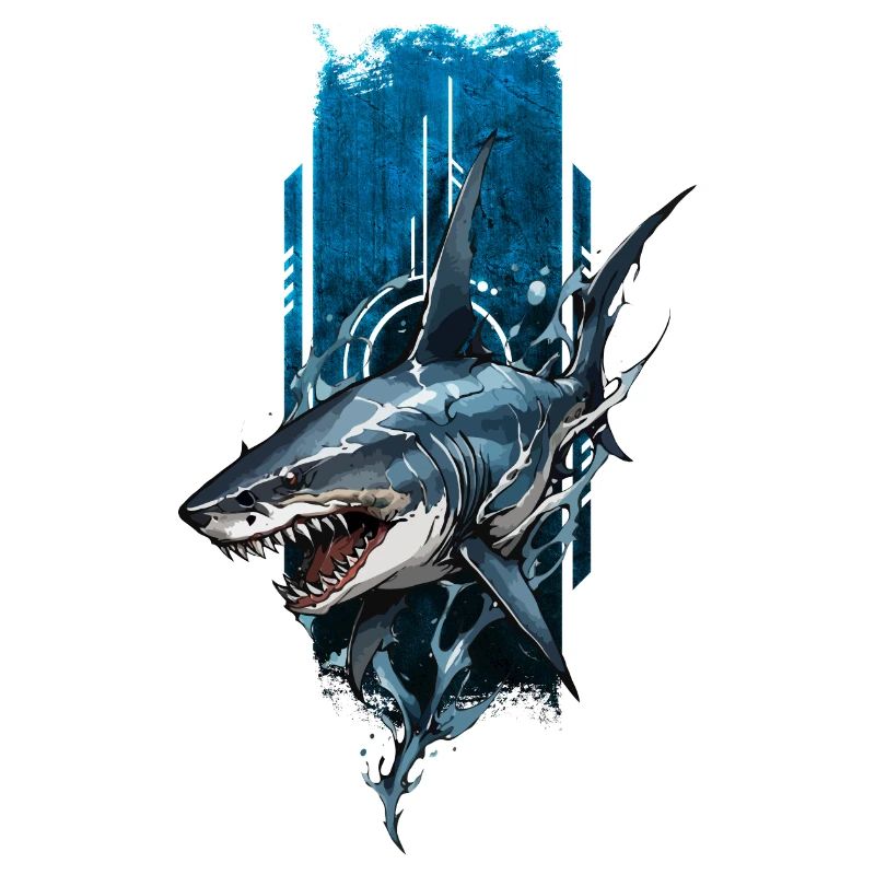 Conception de requin féroce : Prédateur bleu profond
