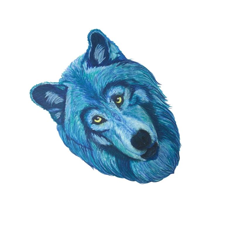 epic wolf wolf head with blue fur