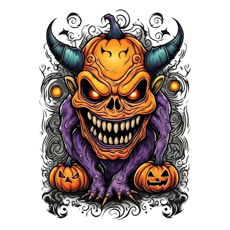 Halloween Dämon mit Kürbiskopf