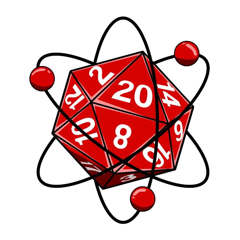 Cube D20 electron physics nerd