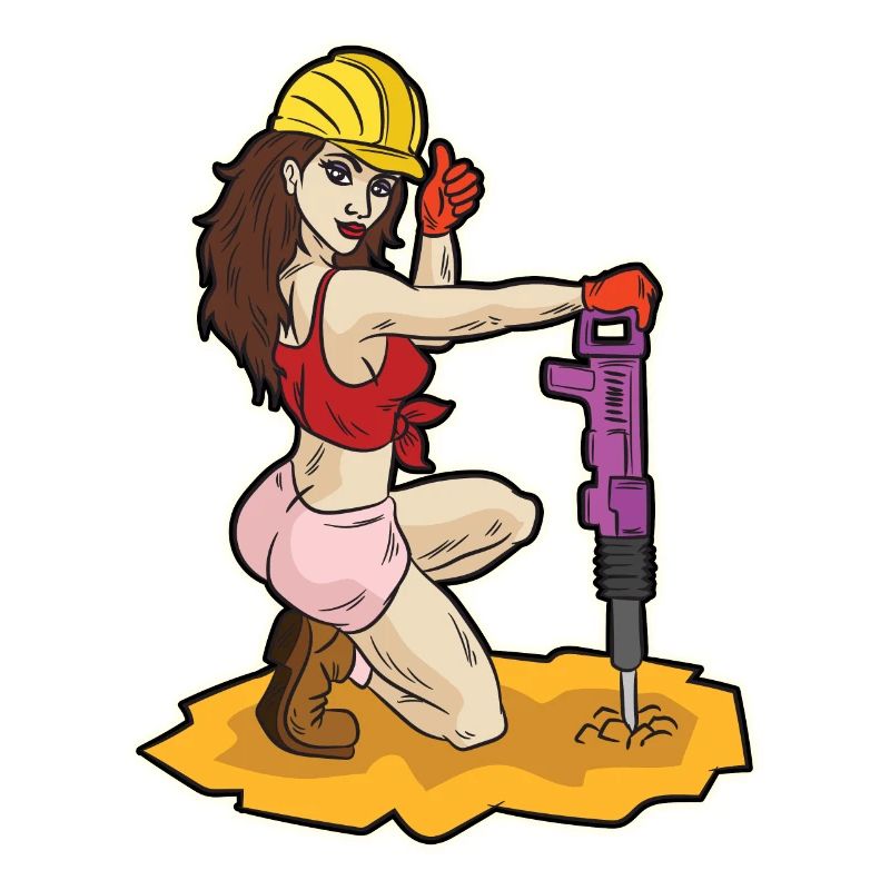 Sexy construction worker with jackhammer erotic construction