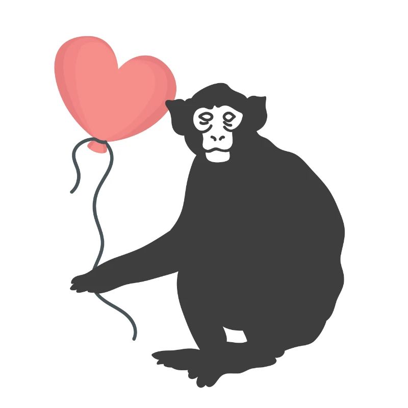 Affe mit Herz Luftballon