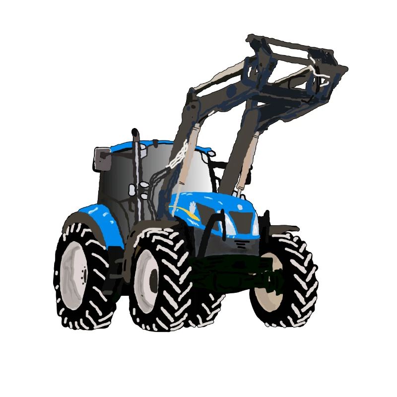 Blauer Traktor mit Frontlader